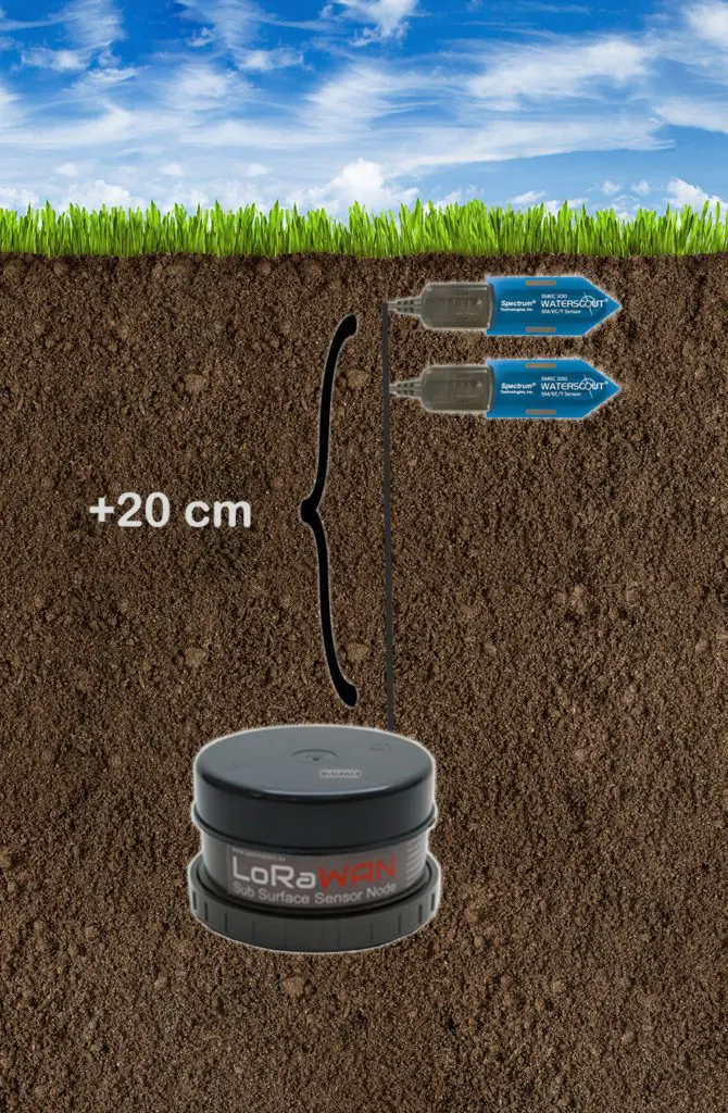 Tiloom - Burmeter LoraWan - Natural grass monitoring - Narrow TurfGuard installation