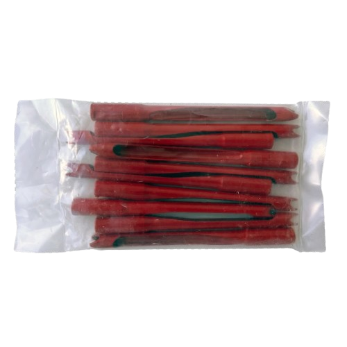 Pack de 10 pinchos Ninja Tines XL de aleación de acero rojo para airear y escarificar césped profesional en bolsa transparente.